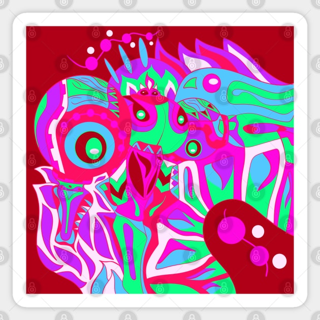 red radioactive alien ecopop Sticker by jorge_lebeau